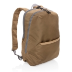 Branded, recycled polyester laptop backpack, 15.6” brown colour
