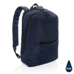 Branded, recycled polyester laptop backpack, 15.6” navy-blue colour