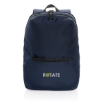 Branded, recycled polyester laptop backpack, 15.6” navy-blue colour