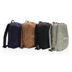 Branded, recycled polyester laptop backpack, 15.6” navy-blue colour