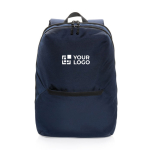 Branded, recycled polyester laptop backpack, 15.6” navy-blue colour