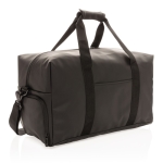 Elegant synthetic leather travel bag with adjustable strap black colour