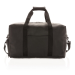 Elegant synthetic leather travel bag with adjustable strap black colour