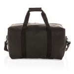 Elegant synthetic leather travel bag with adjustable strap black colour