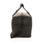 Elegant synthetic leather travel bag with adjustable strap black colour