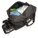 Elegant synthetic leather travel bag with adjustable strap black colour