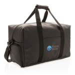 Elegant synthetic leather travel bag with adjustable strap black colour