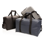 Elegant synthetic leather travel bag with adjustable strap black colour