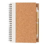 Spiral notebook with cork cover and ruled pages white colour