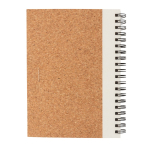 Spiral notebook with cork cover and ruled pages white colour