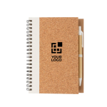 Spiral notebook with cork cover and ruled pages white colour