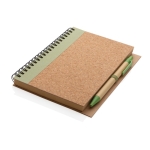 Spiral notebook with cork cover and ruled pages light-green colour