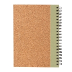 Spiral notebook with cork cover and ruled pages light-green colour