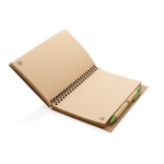 Spiral notebook with cork cover and ruled pages light-green colour