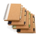 Spiral notebook with cork cover and ruled pages light-green colour