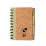 Spiral notebook with cork cover and ruled pages