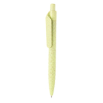 Stylish, branded wheat straw pen with blue ink light-green colour