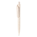 Stylish, branded wheat straw pen with blue ink natural colour