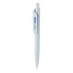 Stylish, branded wheat straw pen with blue ink light blue colour