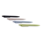 Stylish, branded wheat straw pen with blue ink light blue colour