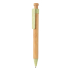 Promotional eco bamboo pen, blue ink green colour