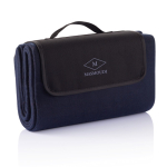 Meadow 180 g/m2 foldable fleece picnic blanket navy-blue colour view with logo