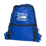 Coloured recycled PET drawstring bag royal blue colour