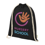 Organic cotton drawstring backpack, 140 g/m² black colour
