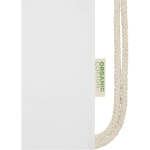 Organic cotton drawstring backpack, 140 g/m² white colour close-up view 1