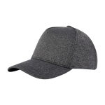 Elastic 5-panel cap in grey, 300 g/m² dark grey colour second front view