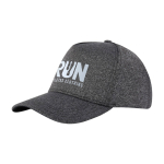 Elastic 5-panel cap in grey, 300 g/m² dark grey colour transfer printing view