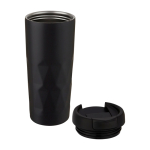 Colourful geometric thermal cup, leak-proof steel 450 ml black colour second view
