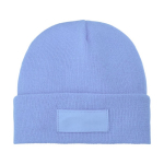 Cosy hat with patch light blue colour