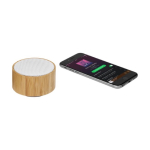 Round Bluetooth speaker made of bamboo black colour second view