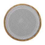 Round Bluetooth speaker made of bamboo black colour third front view