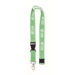 Lanyard with removable buckle and safety lock light-green colour view with print area