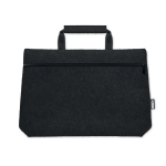 Recycled felt crossbody laptop bag with printed logo, 15” black colour side view