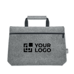 Recycled felt crossbody laptop bag, 15” grey colour view with print area