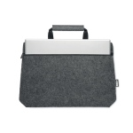 Recycled felt crossbody laptop bag with printed logo, 15” dark grey colour rear view