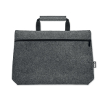 Recycled felt crossbody laptop bag with printed logo, 15” dark grey colour side view