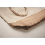 Canvas beach bag with cord handle and jute base, 280 g/m2 beige colour third photographic view