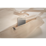 Recycled shopping bag with inner pocket, 380 g/m2 beige colour third photographic view