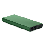 External aluminium charger with fast charge tech, 10,000 mAh dark green colour