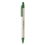 Eco blue-ink pen, made of recycled milk cartons green colour