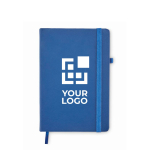 Notebook with recycled PU cover, lined pages, A5 blue colour view with print area