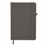 Notebook with recycled PU cover, lined pages, A5 dark grey colour