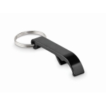Bottle opener keyring made from recycled aluminium black colour