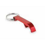 Bottle opener keyring made from recycled aluminium red colour