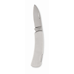 Stainless steel and metal folding knife with one blade matt silver colour