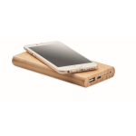 Wireless bamboo power bank as a sustainable gift, 6,000 mAh wood colour second view